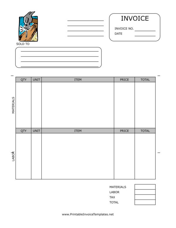 Home Repair Invoice Template Free 1191