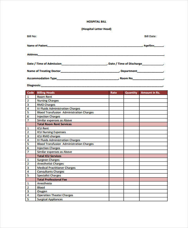 FREE 13  Bill Receipt Samples and Templates in PDF MS Word