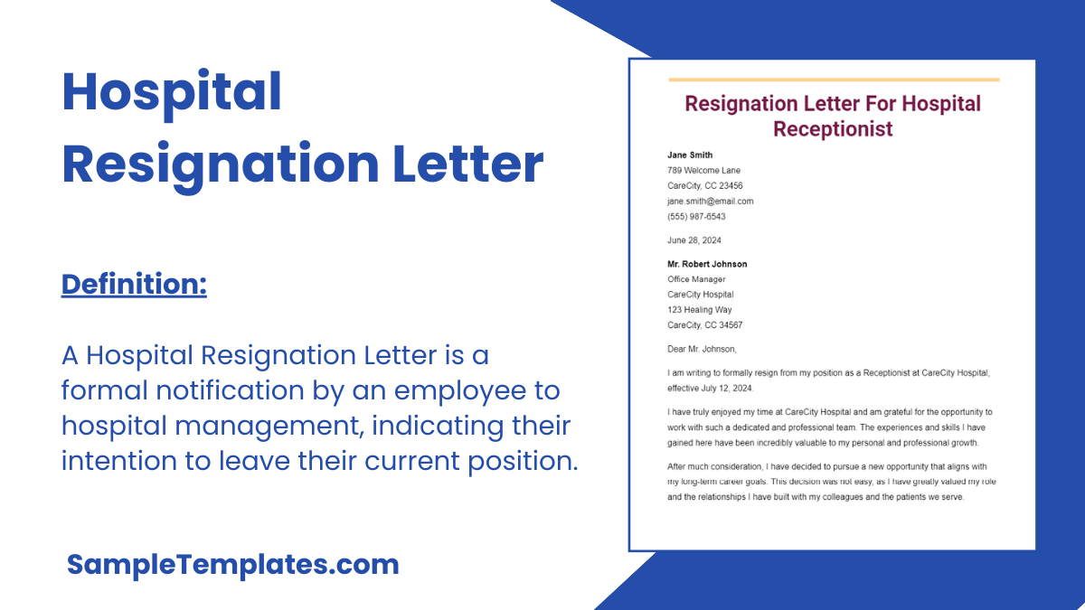 Hospital Resignation Letter