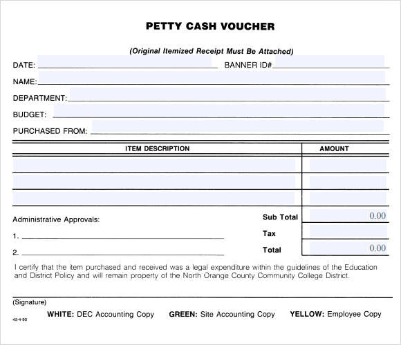 itemized petty cash receipt template