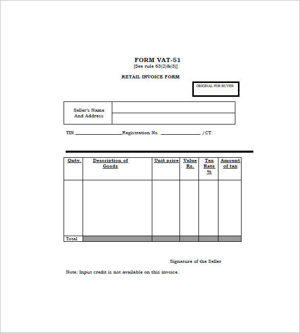 jewelry retail invoice form