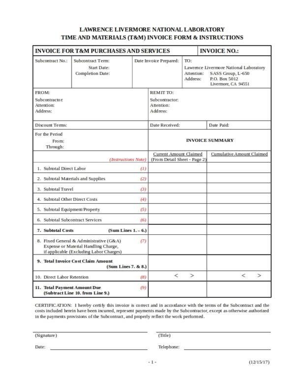 laboratory equipment invoice form