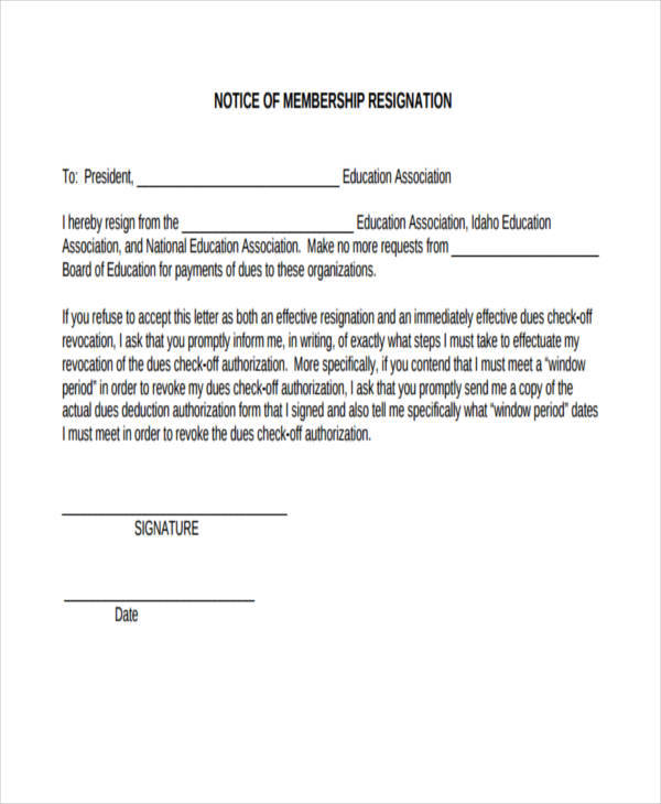 membership resignation letter in pdf