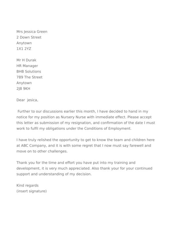 Free 11 Hospital Resignation Letter Samples And Templates In Pdf Ms Word