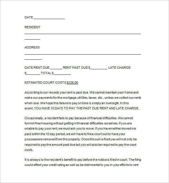 past due rent notice template1