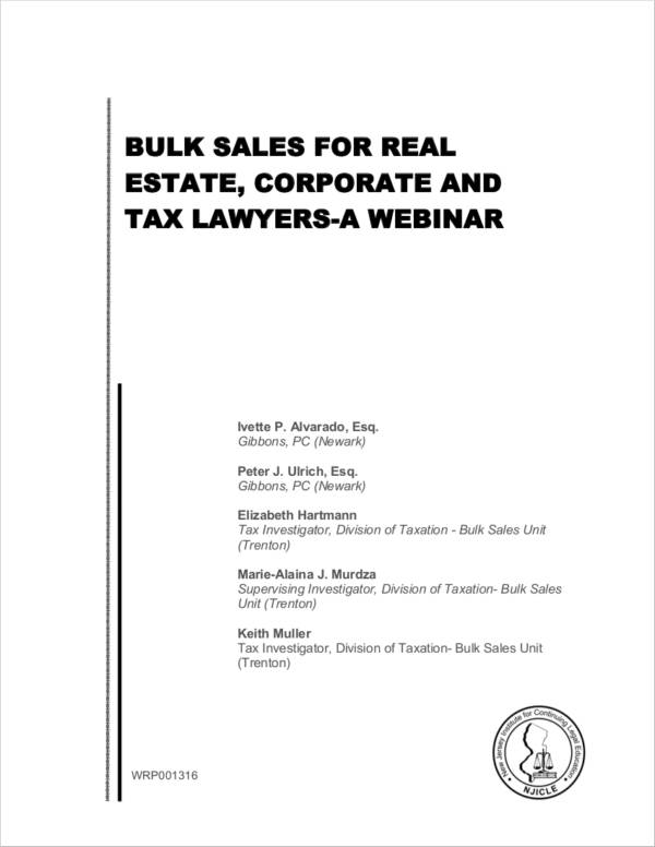 real estate bulk sales notice