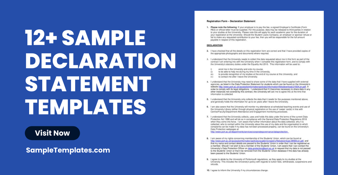 sample declaration statement template