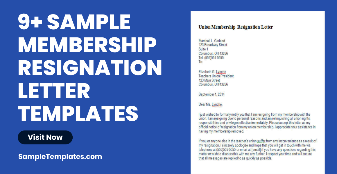 Sample Membership Resignation Letter Templates