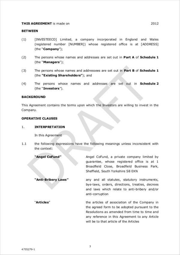 sample shareholders agreement