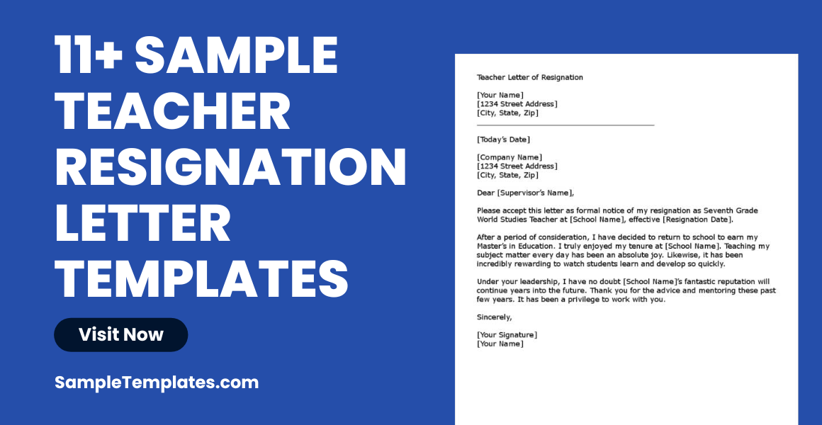 sample teacher resignation letter templates