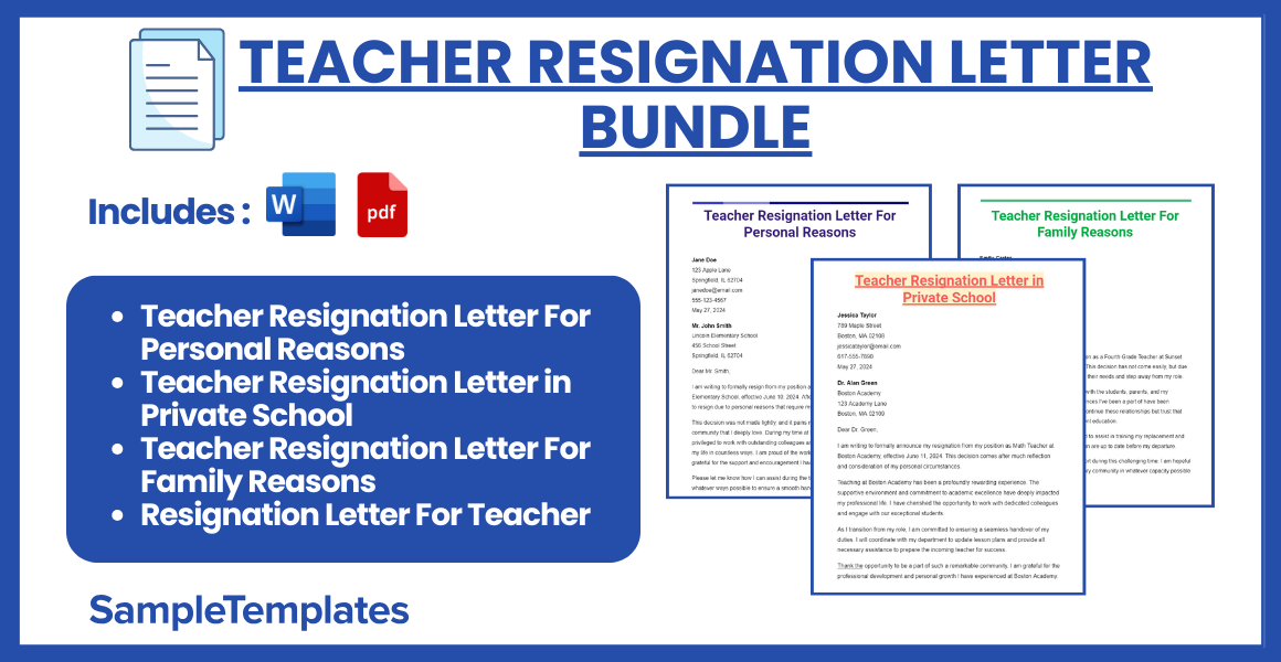 teacher resignation letter bundle