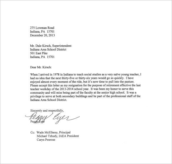 FREE 14+ School Resignation Letter Samples & Templates in