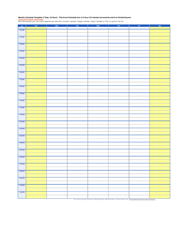 weekly task schedule template in excel