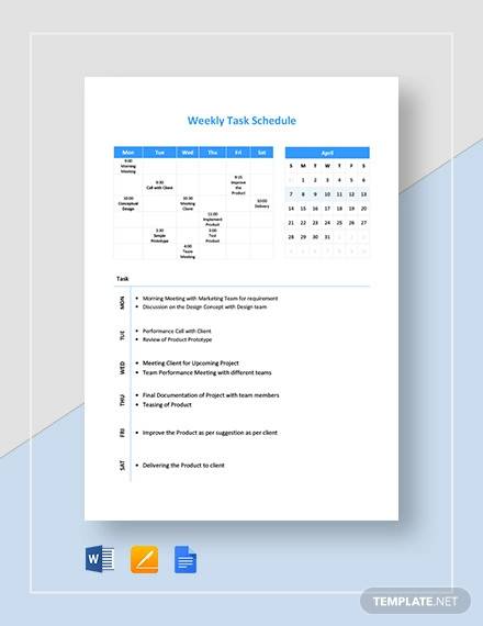 weekly task schedule template