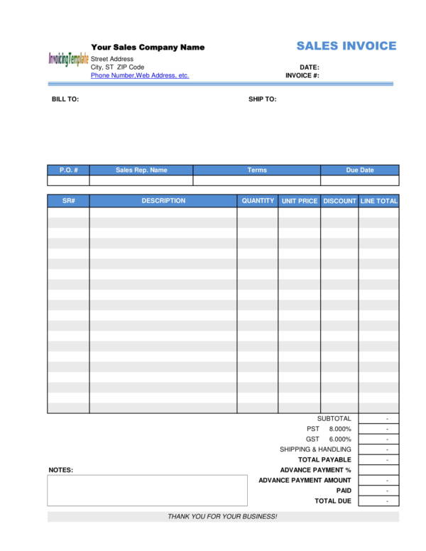 invoice template with payment terms