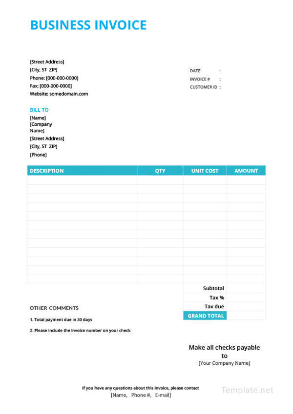 basic business invoice template