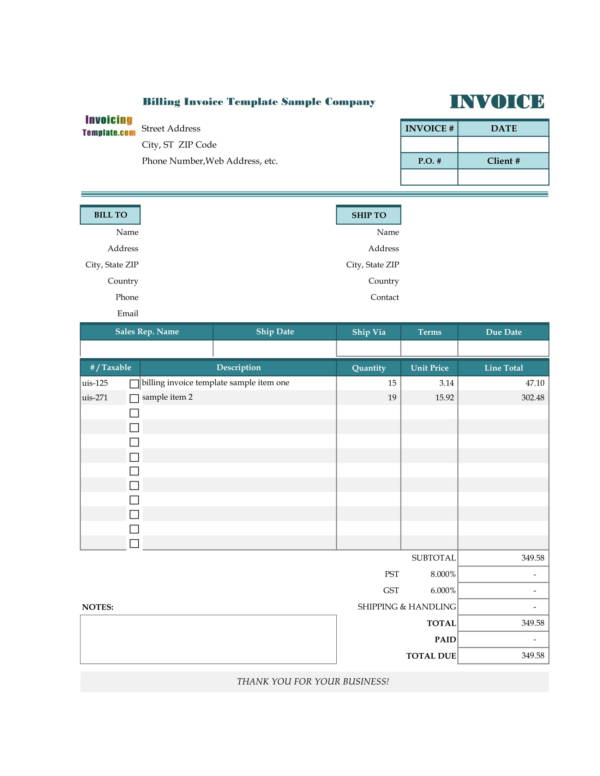 billing invoice template 2