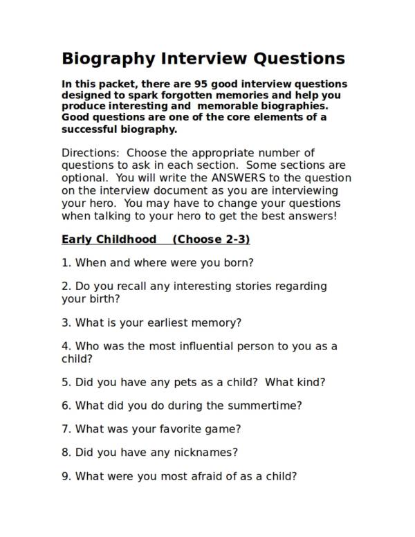 biography interview questions worksheet