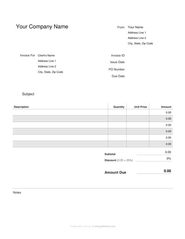 blank cleaning service invoice template 1