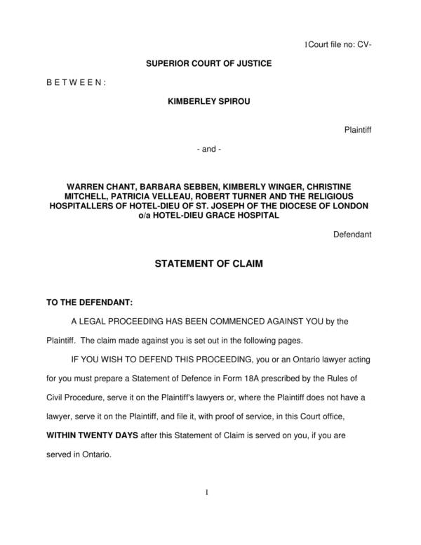 Sample Statement Of Claim For Breach Of Contract | Classles Democracy