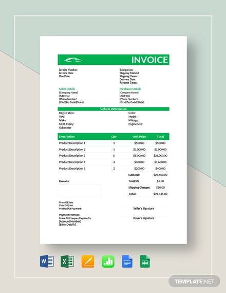 free 11 car sale invoice templates in pdf ms word docs