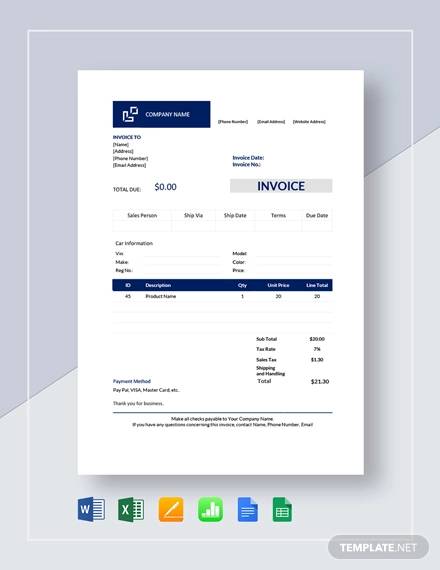 car sales invoice template