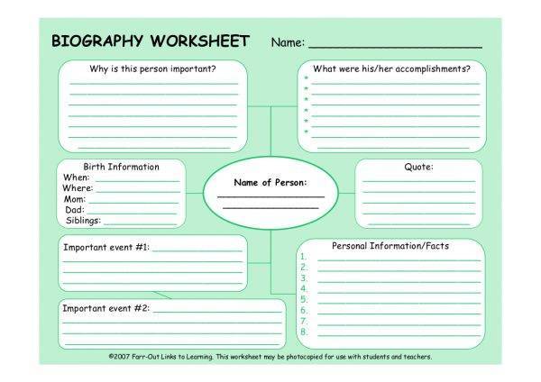 colorful biography worksheet