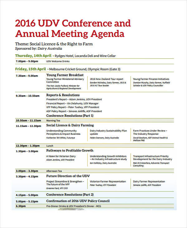 conference meeting agenda