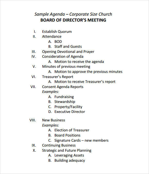 Free 23 Meeting Agenda Samples And Templates In Pdf Ms Word