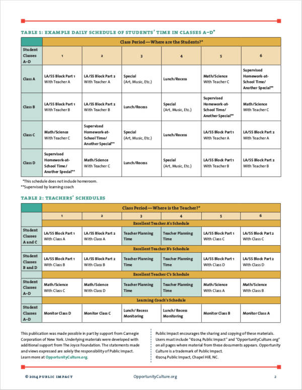 FREE 11 Teacher Schedule Samples Templates In PDF MS Word