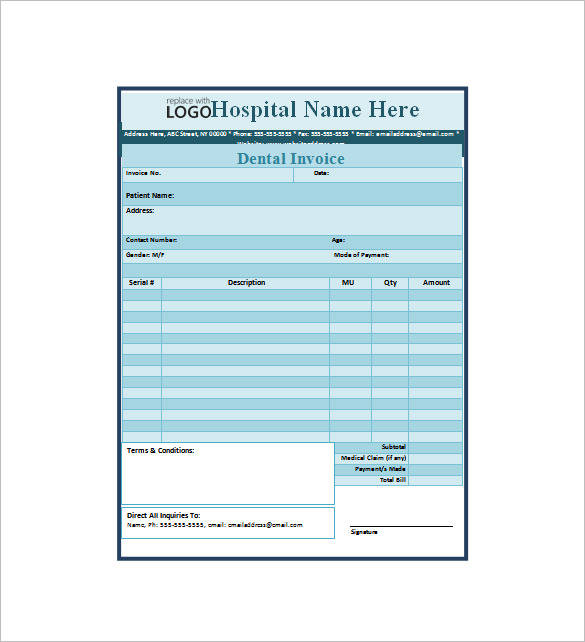 dental doctor checkup receipt template