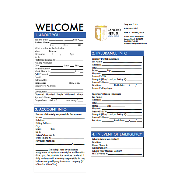 dental services sample receipt