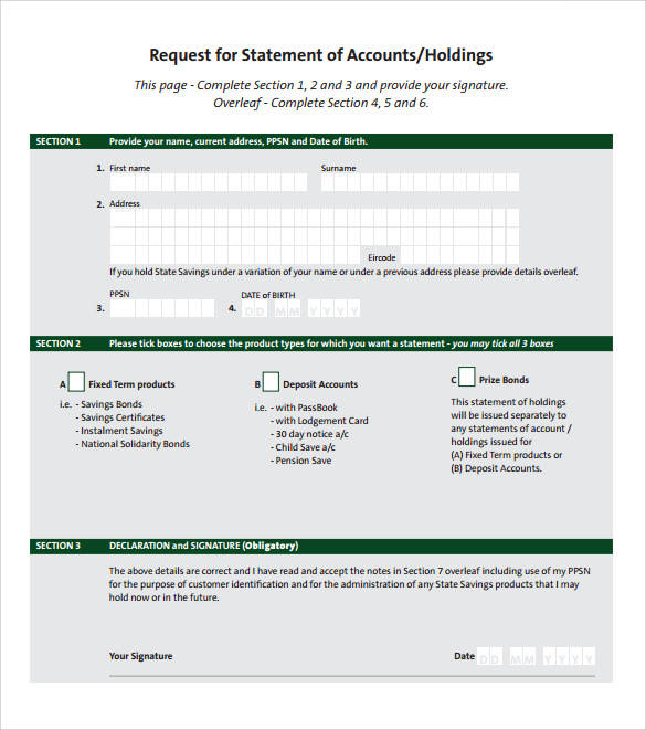 editable statement of account template