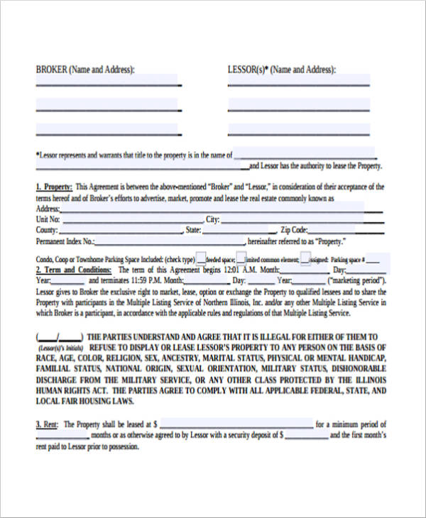 exclusive lease marketing agreement