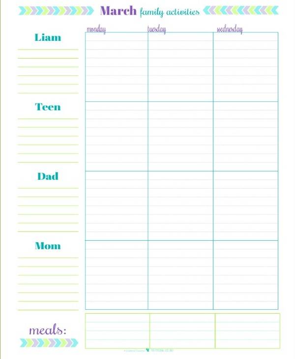 family activities schedule