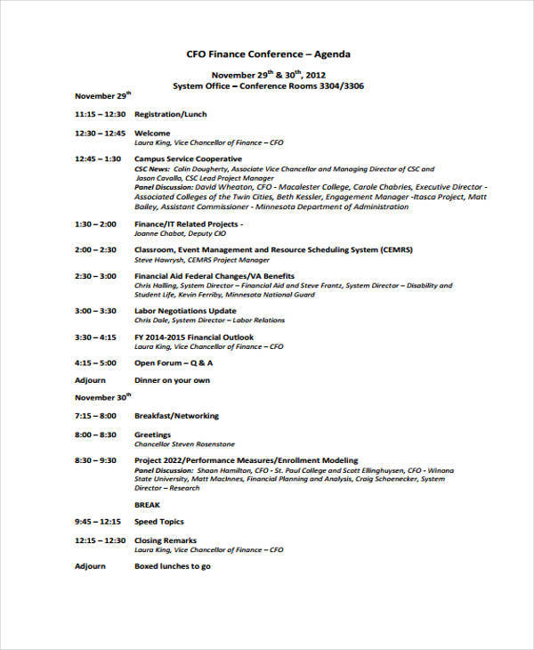 finance conference agenda