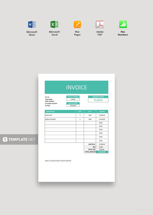 free business service invoice template