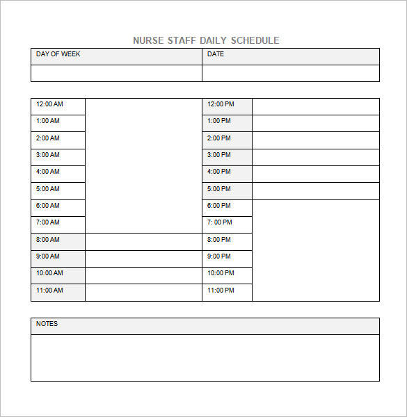free daily nurse schedule template