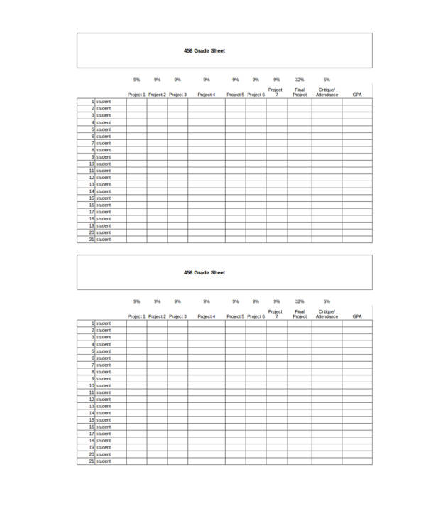 FREE 18+ Grading Worksheet Templates in PDF | MS Word | Excel