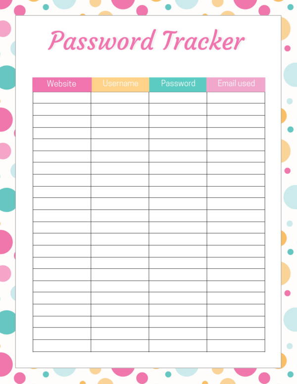 Free Password Spreadsheet Template