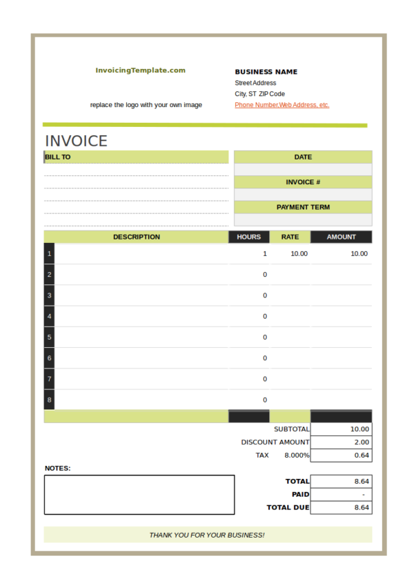 gym invoice for personal or fitness trainer