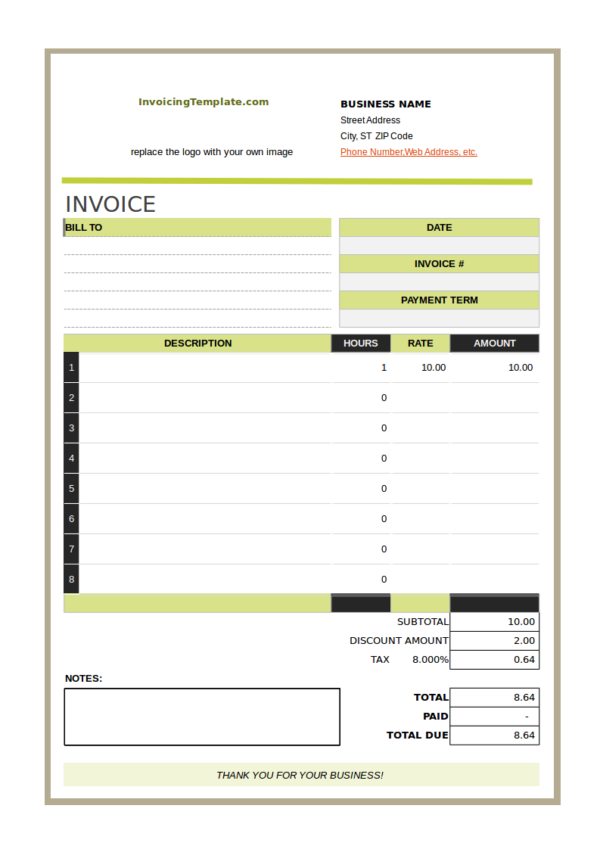 fitness professional invoice template