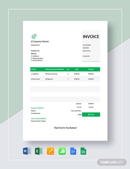 free 13 cleaning service invoice templates in pdf ms word