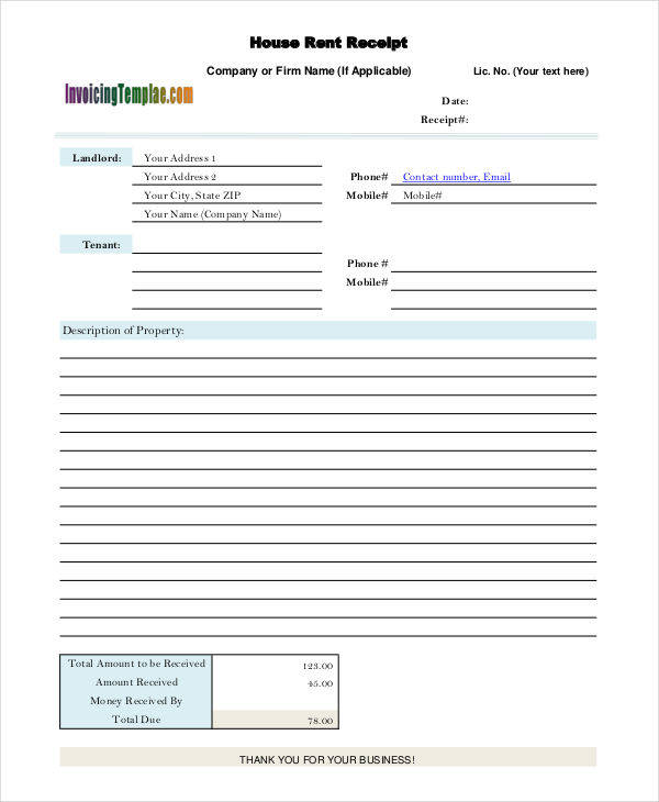 house rental billing statement template