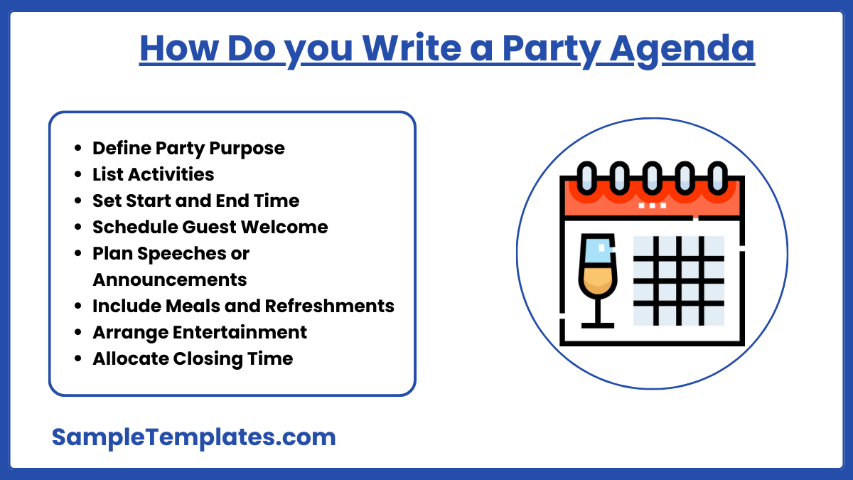 how do you write a party agenda