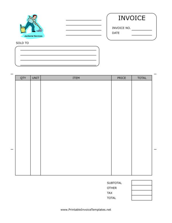 janitorial services invoice template 1