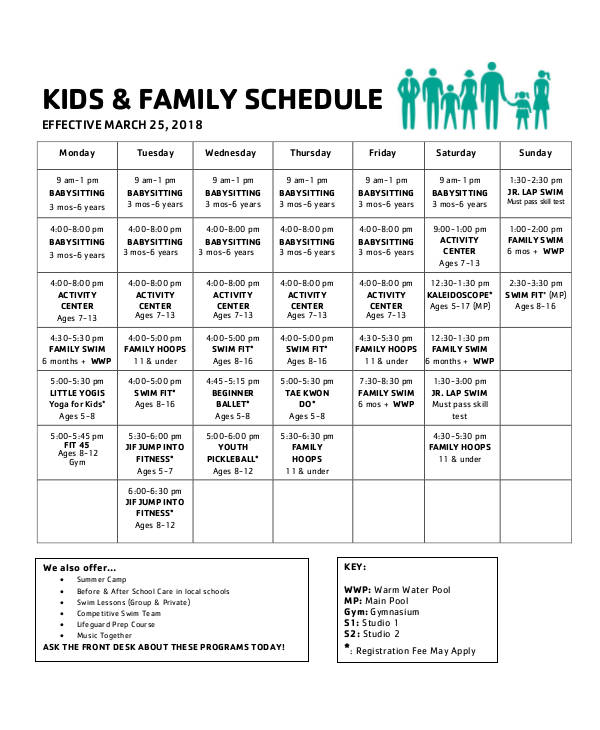 FREE 11 Family Schedule Samples And Templates In PDF MS Word