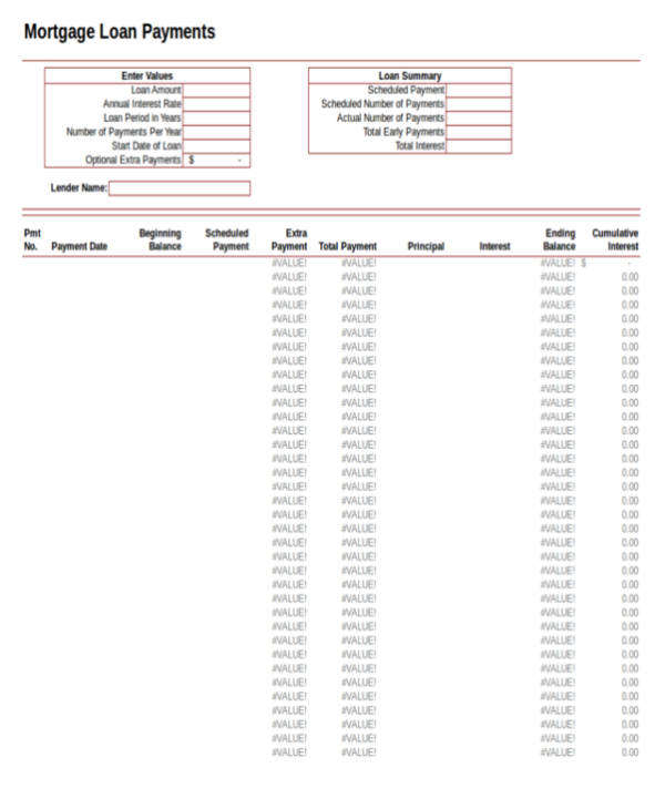 loan amortization schedule spreadsheet example