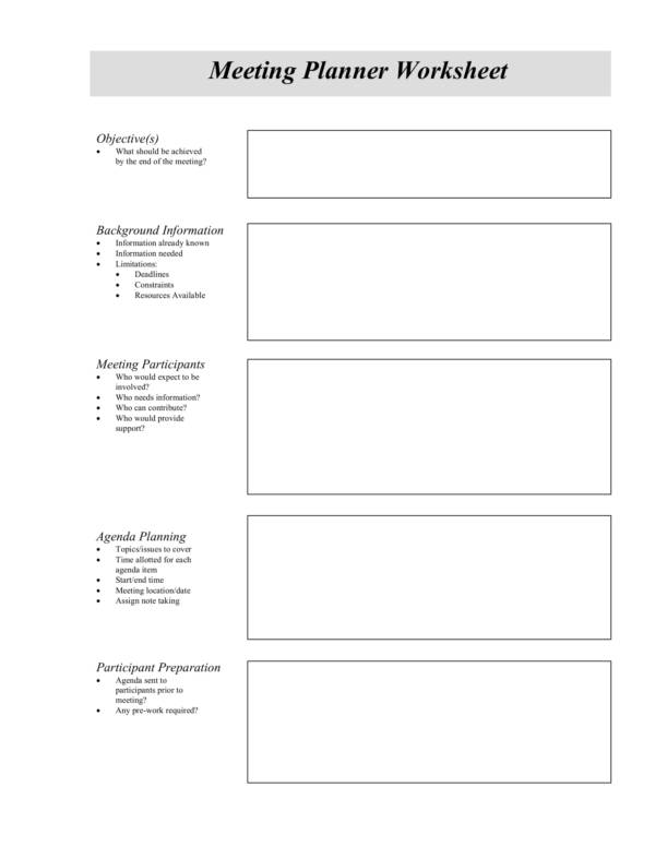 meeting planner worksheet template 1