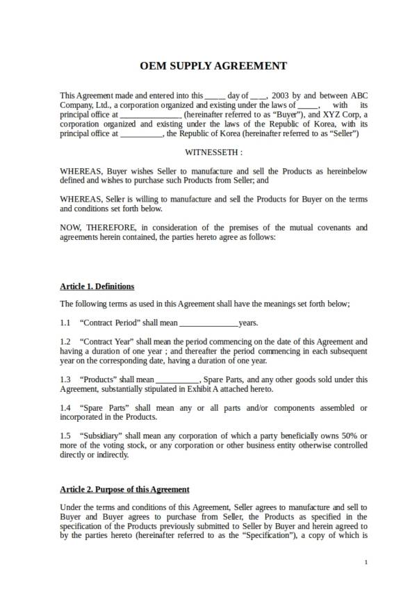 Own Brand Labelling Agreement Template